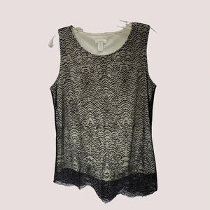 Chicos Womens black lace sleeveless top summer size 1